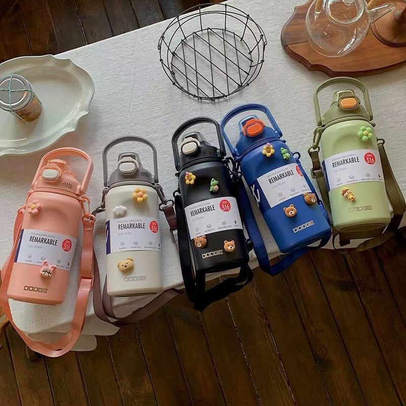 316不锈钢大容量保温杯便携吸管水壶原装进口男Z女1L水杯