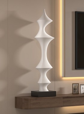 高级感落地艺术摆件螺纹诧寂风雕塑意式展示架玄关立柱装饰品