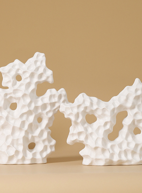 创意珊瑚石陶瓷摆件家居饰品高级感小众办公室玄关红酒柜装饰摆设