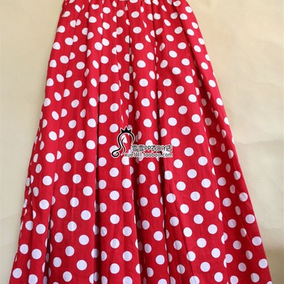 夏季小清新复古波点裙中长百褶裙蓬蓬裙棉女半身裙a字伞裙JK裙子