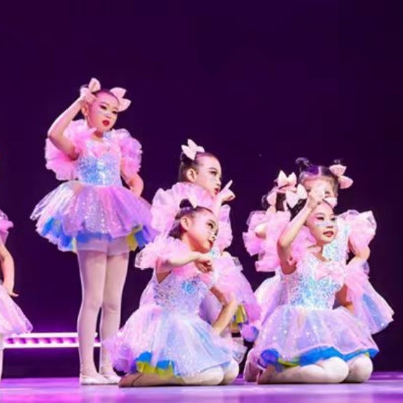 元旦儿童蓬蓬裙演出服枕边的童话亮片纱裙幼儿园七彩公主裙舞蹈服
