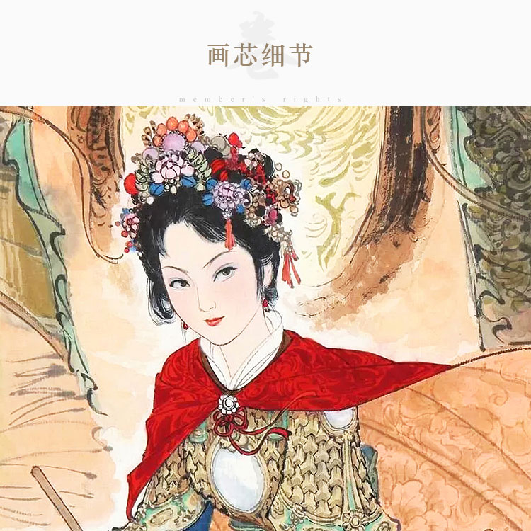 花木兰替父从军图 梁红玉擂鼓图 巾帼英雄人物画像卷轴挂画装饰画