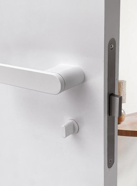 白色室内卧室生态磁吸静音u木门锁背景墙隐形门家用简约门把手锁