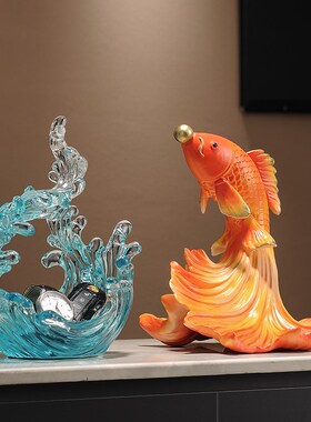 年年有余 余办公室招财摆件客厅酒柜电视柜锦鲤鱼家居装饰品乔迁