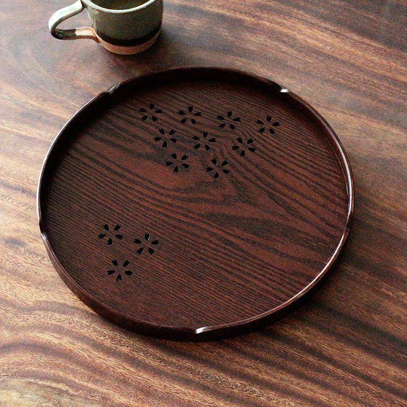 木托 托盘圆形茶盘日式木盘子ins风家用水杯收纳盘下午茶咖啡厅托,餐饮具,茶盘,淘宝优惠券,粉丝福利购,淘宝优惠卷