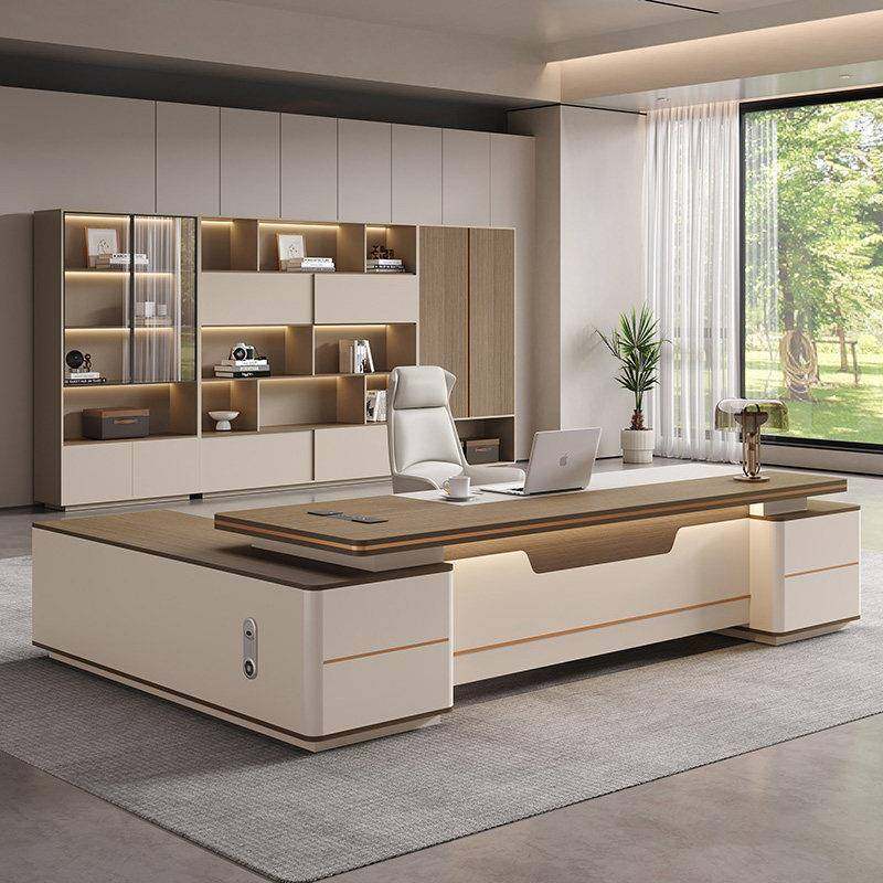 老板桌办公桌轻奢高级感总裁桌女士经理办公室桌椅组合家具大班台