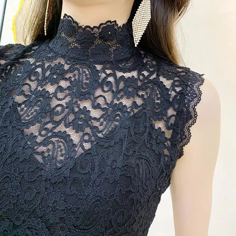 新款无袖背心大码蕾丝衫修身百搭打底衫短款半高领上衣假领子女,女装/女士精品,背心吊带,淘宝优惠券,粉丝福利购,淘宝优惠卷