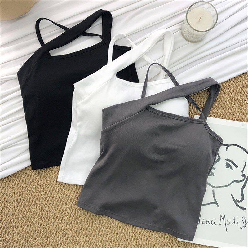 交叉镂空小吊带女外穿挂脖性感内搭白色打底背心设计感黑色上衣潮,女装/女士精品,背心吊带,淘宝优惠券,粉丝福利购,淘宝优惠卷