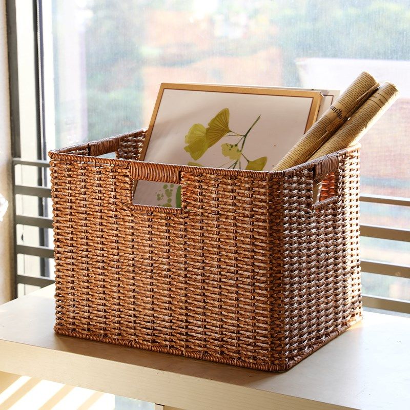 Kens中式仿藤编橱柜收纳筐书房书架茶室复古杂物篮大号整理箱,收纳整理,收纳筐,淘宝优惠券,粉丝福利购,淘宝优惠卷