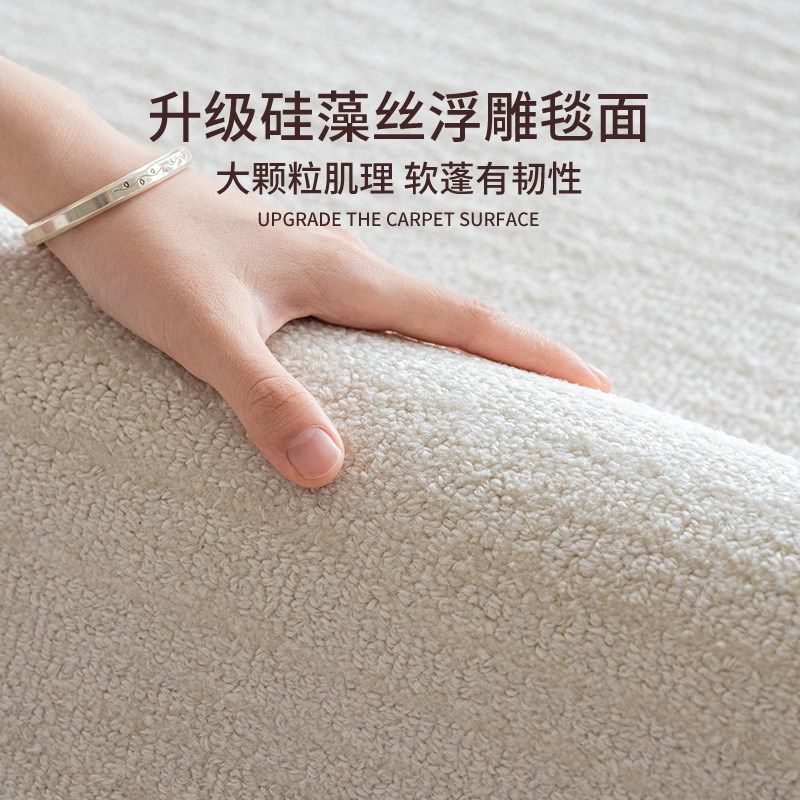 可擦洗地毯客厅卧室防水2024新款轻奢高级纯色奶油风硅藻丝地垫,居家布艺,地毯,淘宝优惠券,粉丝福利购,淘宝优惠卷