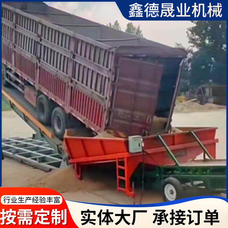 80-100吨液压翻板卸车机粮库半挂液压升降平台后翻转举升卸货机
