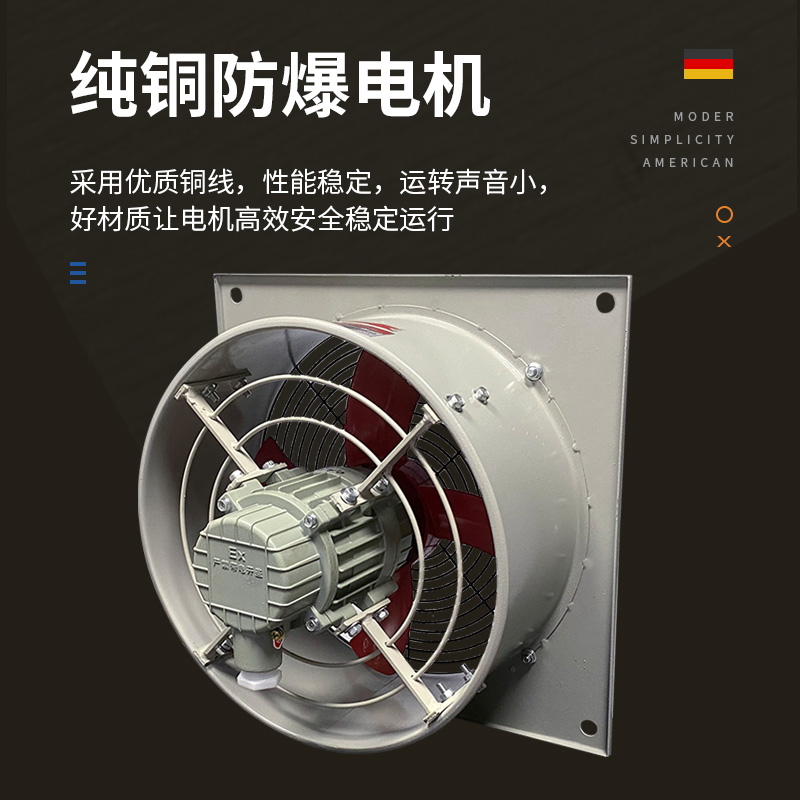 BFAG防爆换气扇排风扇百叶窗通风方形壁式轴流风机工业管道式排烟