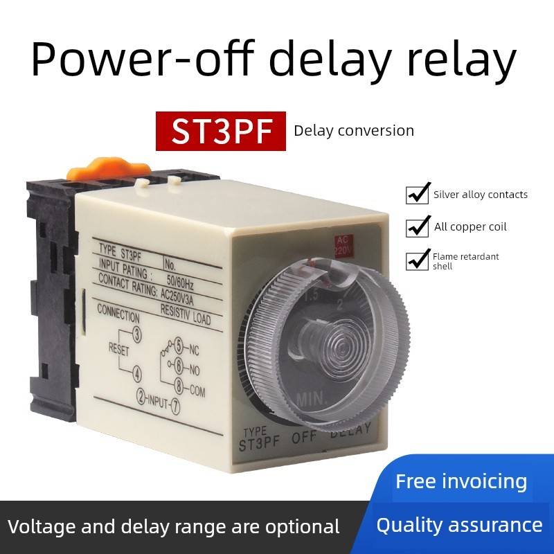 银点St3Pf断电延迟继电器断电时间控制器Ac220V带刻度时间继电器