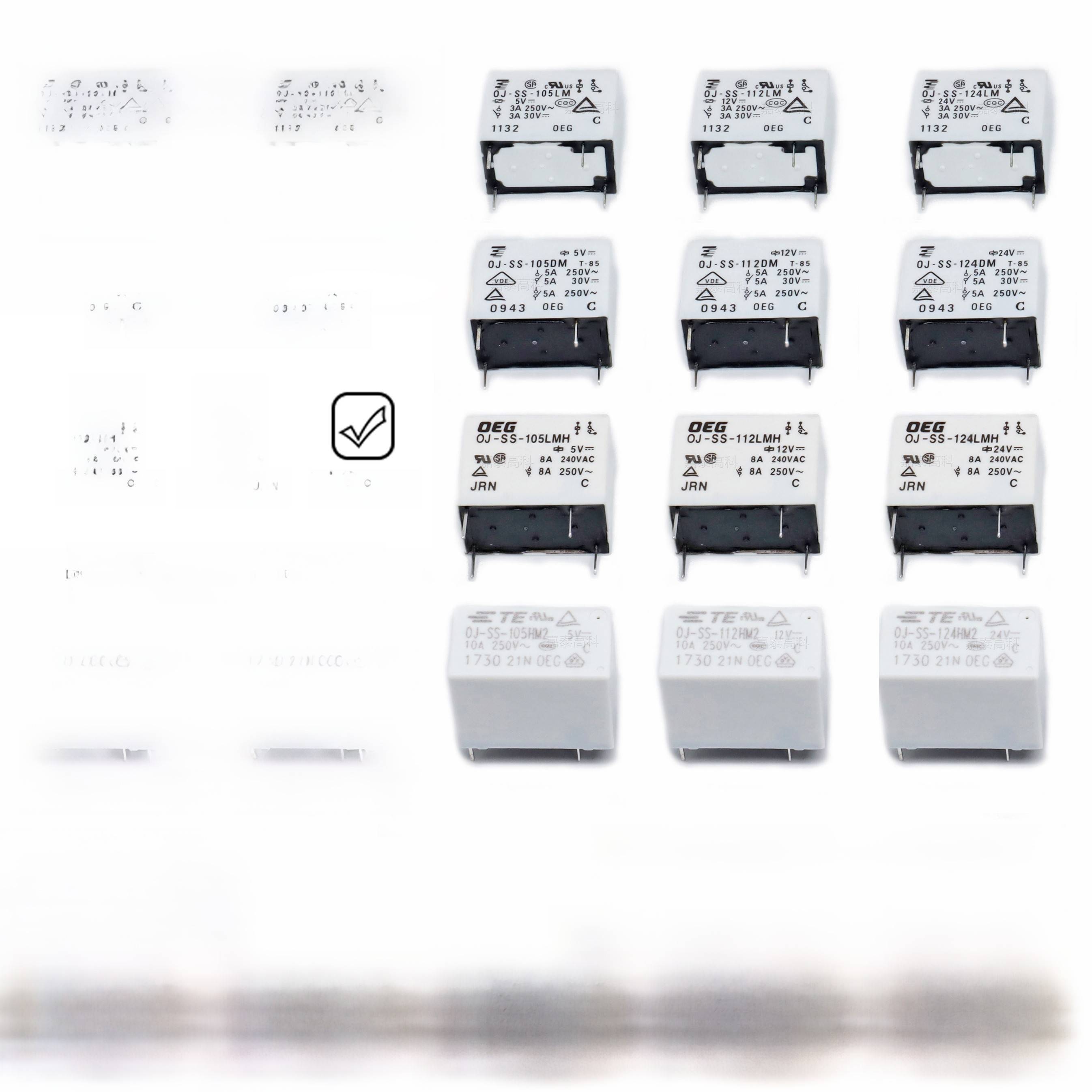 泰科TE继电器OJ-SS-105 112 124LM DM LMH HM2 3A5A8A10A 4脚 OEG