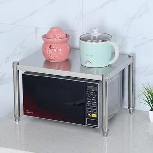 不锈钢厨房置物架台面1层升高支架电饭锅调料微波炉桌面收纳储物2