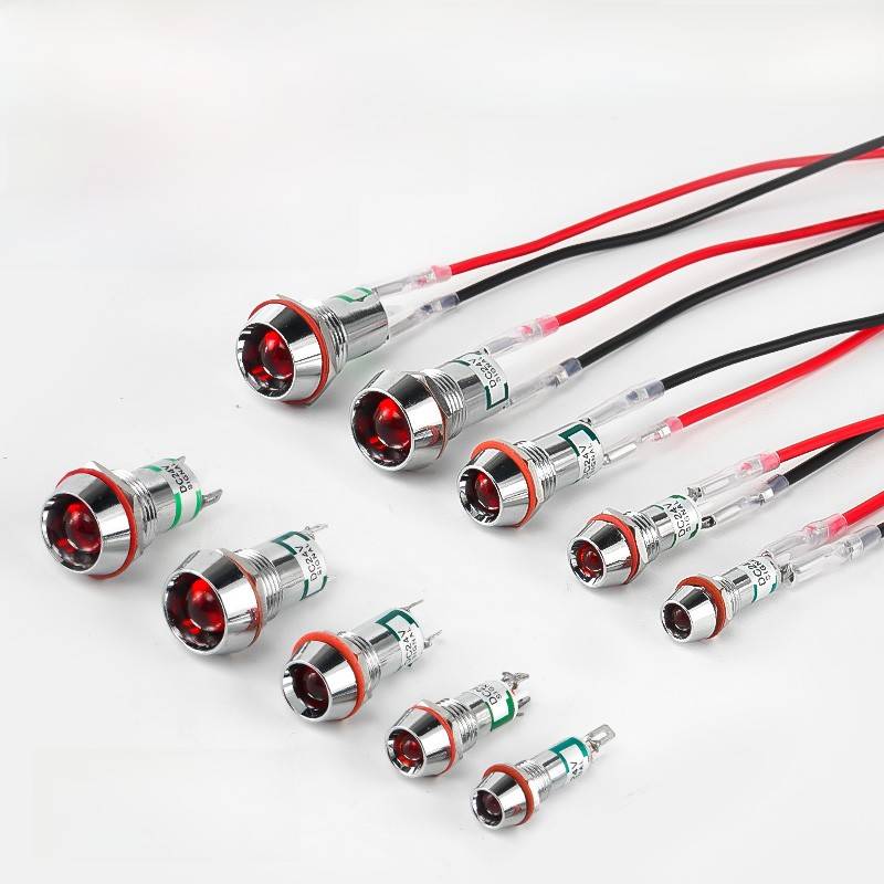 Led金属指示灯6/8/10/12mm红绿双色灯3V6V12V24防水电源信号灯220