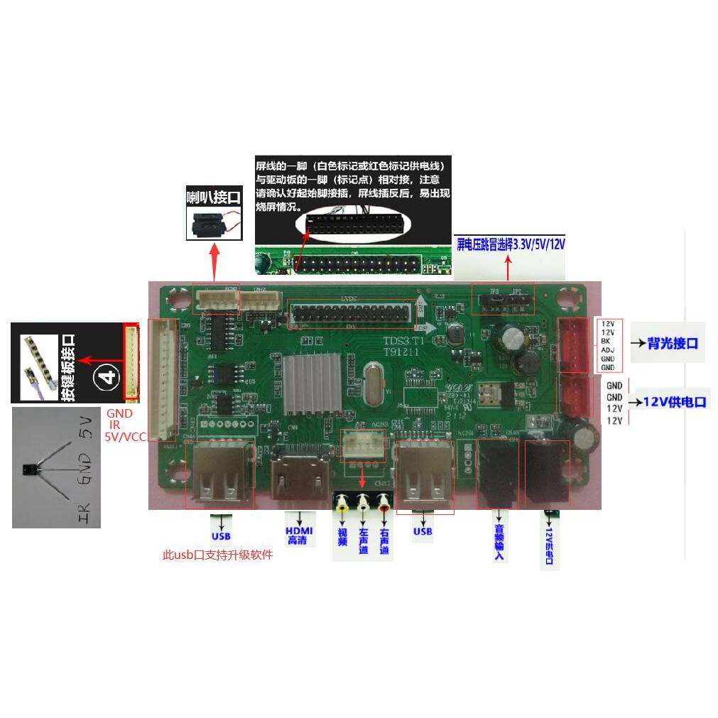 单机板TDS3广告机解码主板MP5视频播放竖屏旋转HDMI 双USB AV