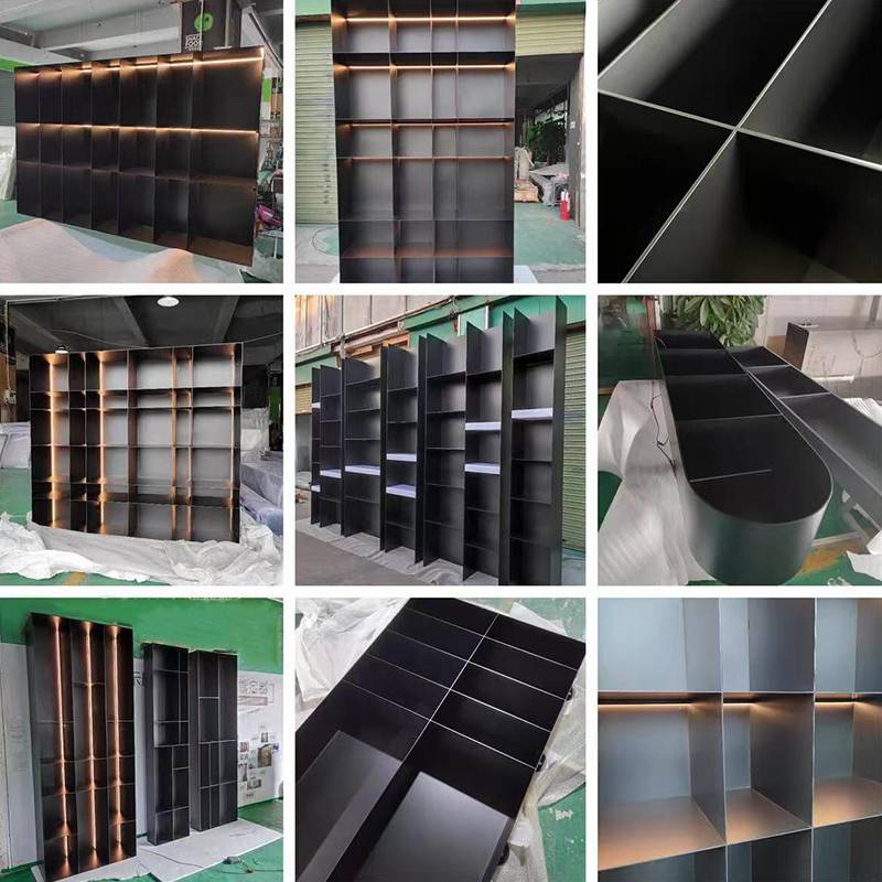 不锈钢展示柜定制金属装饰柜嵌入式书柜开 放格酒柜酒吧酒架异形