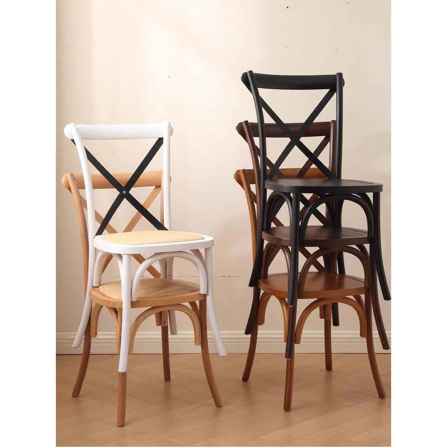 需定制北欧叠加美式乡村休闲实木餐椅简约家用覆古餐桌椅酒店餐厅