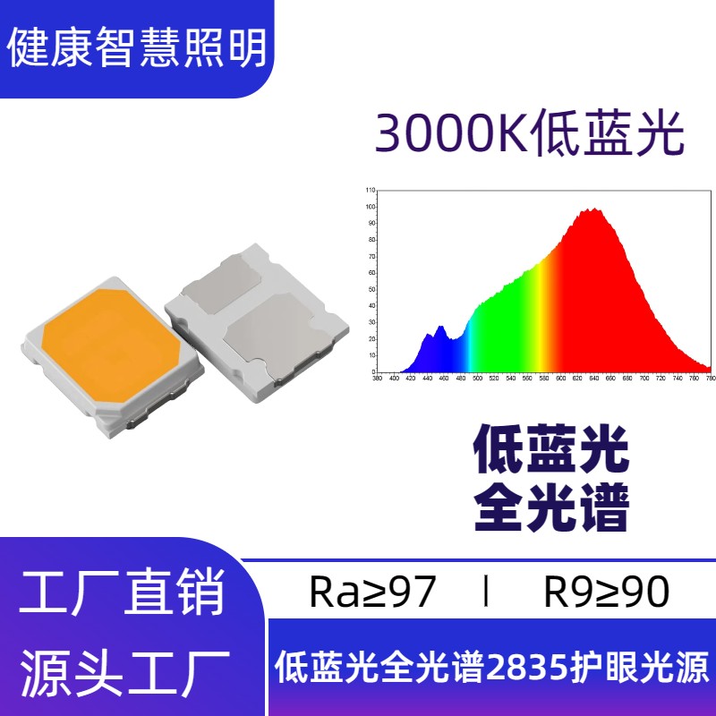 97显指全光谱2835灯珠5000K无蓝光危害RG0灯珠教室灯黑板灯led灯