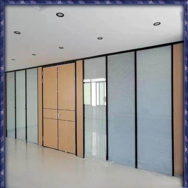 定制江苏办公室钢化玻璃隔断墙车间双层内置百叶防火隔音磨砂房间
