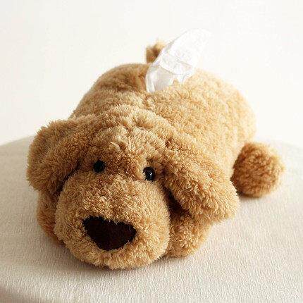 卡通狗狗纸巾盒可爱毛绒公仔抽取式卫生纸袋纸巾创意车载车饰汽车