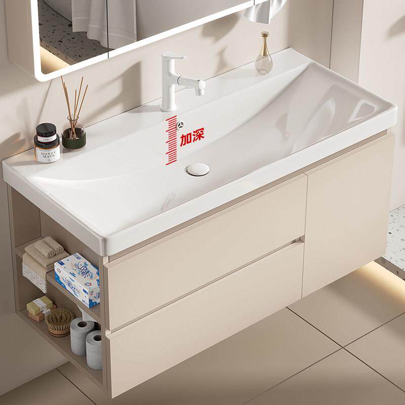 加厚蜂窝铝浴室柜组合带抽屉侧边柜一体陶瓷洗脸盆化妆室洗漱台池