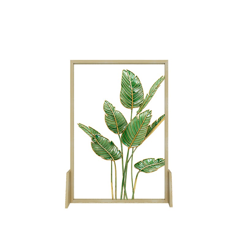 家大叶大玻璃屏风隔断客厅移动入户正对门玄关艺术新型实木小座屏