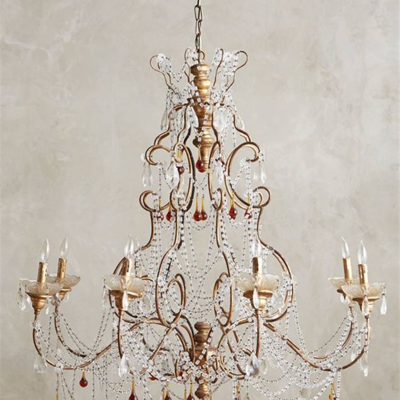 美式乡村覆古铁艺做旧水晶装饰吊灯民宿客厅饭厅灯儿童房卧室吊灯