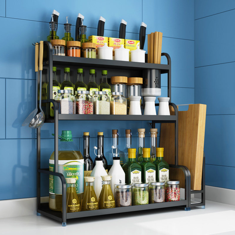 不锈钢厨房置物架黑色调料架多功能刀架家用油盐酱醋收纳架省空间,厨房/烹饪用具,厨房置物架/置物柜/角架,淘宝优惠券,粉丝福利购,淘宝优惠卷