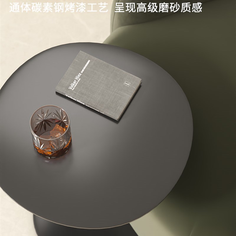 极简沙发边几小茶几侘寂风铁艺小圆桌小桌子角几创意咖啡桌床头桌