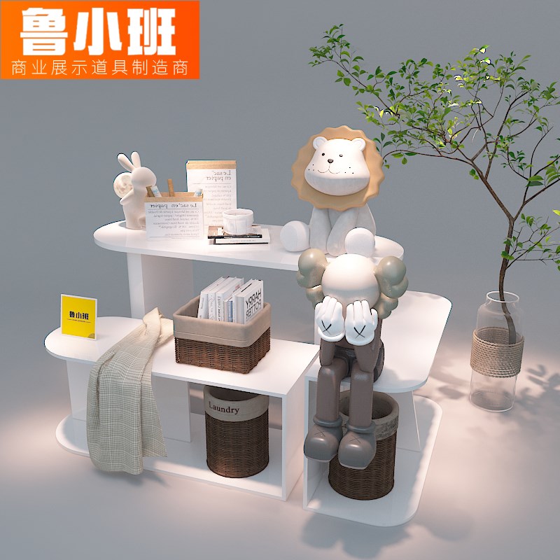 服装店中岛展示台流水台产品陈列桌白色烤漆女装高低展示桌展示柜