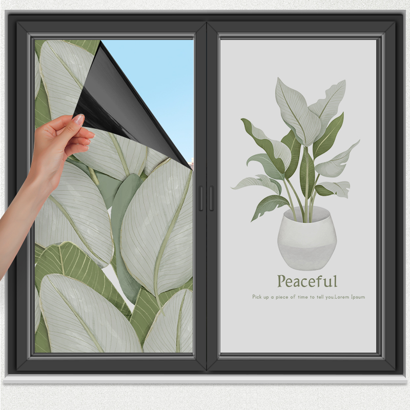 卧室全遮光窗户贴纸玻璃窗防窥膜门窗遮阳磨砂窗纸防走光静电贴膜