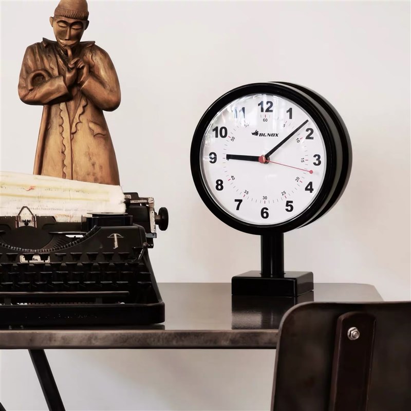 新品 dulton金属可旋转双面壁挂钟车站时钟两面台钟表