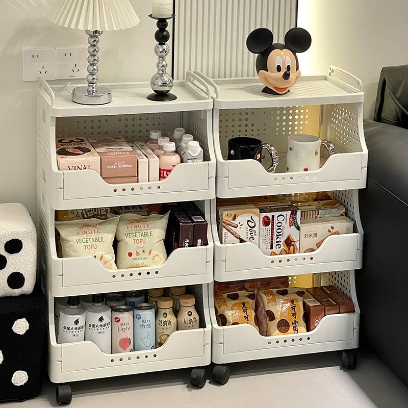 小推车置物架客厅多层零食收纳架可移动收纳柜厨房杂物储物架架子
