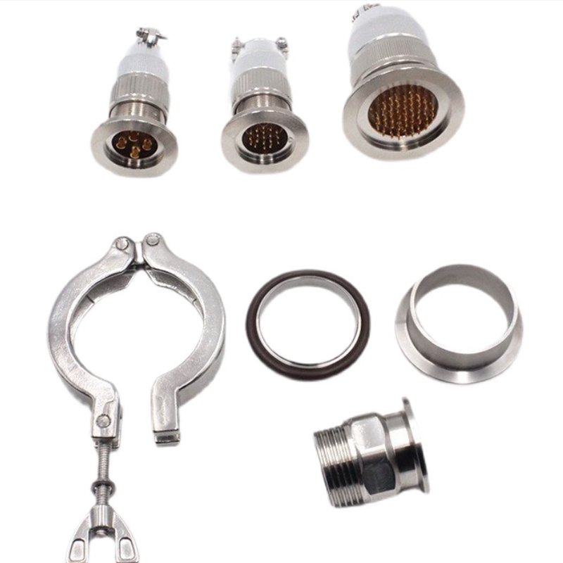 航空插头304不锈钢KF16/25/40真空气密性玻璃烧结馈通安装连接器