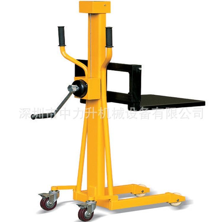 150/500kg/1.1米迷你型手摇堆高车轻型工位车迷你手推堆高车
