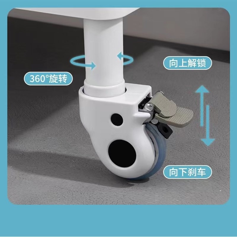 3寸螺丝杆白色静音脚轮医用不锈钢小推车ABS治疗车婴儿床万向轮子