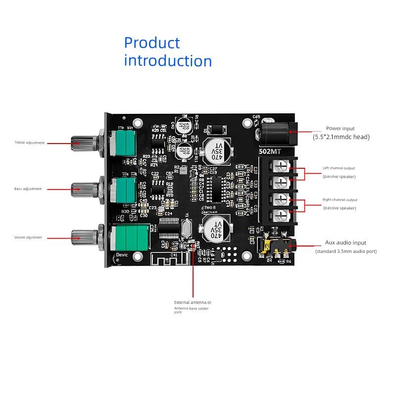 Zk-502Mt 2.0立体声蓝牙音频数字高保真功率放大器板模块中性。没
