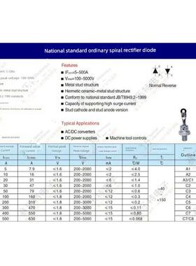 螺旋式整流二极管ZP5A (2CZ5A) 1000V整流管ZP5A 6MM直拍