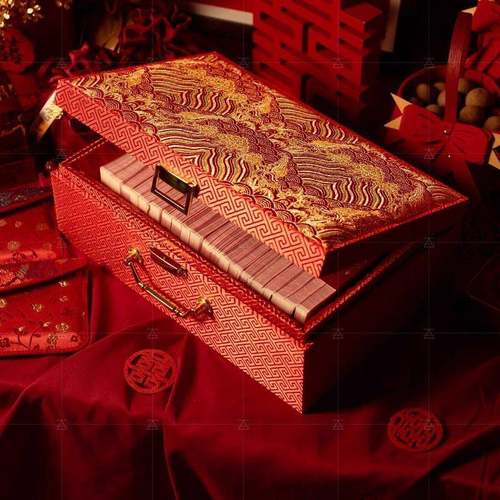 中式定亲结婚订婚礼金箱彩礼箱子礼金盒用品大全高端装三金聘礼盒