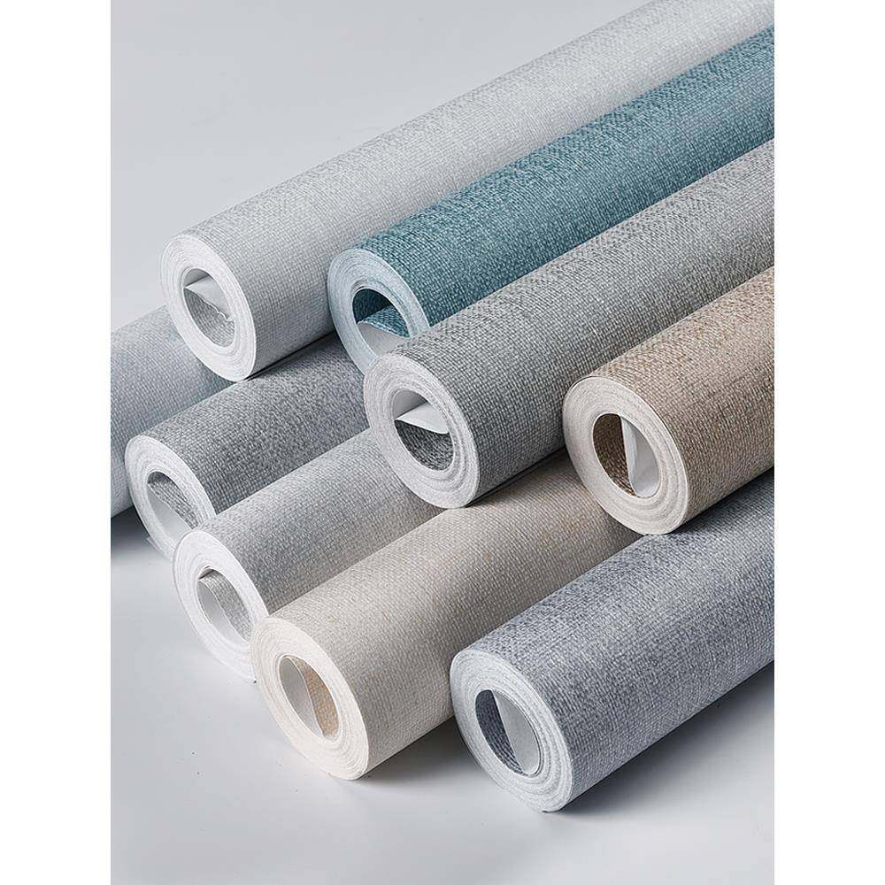 素色墙壁纸家用房间卧室无纺布工程墙纸简欧非自粘出租房墙布壁布