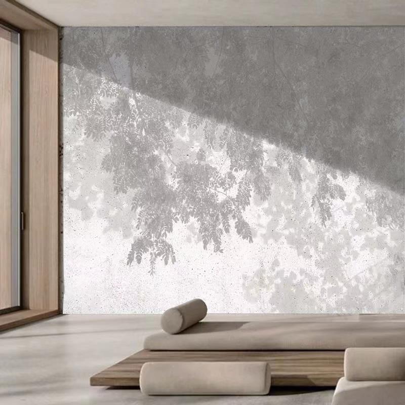 简约植物树叶电视机背景墙壁布法式侘寂风茶室书房墙纸装饰玄关画