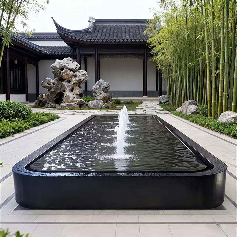定制大型不锈钢成品瀑布喷泉庭院水景鱼池金世达景观循环造景摆件