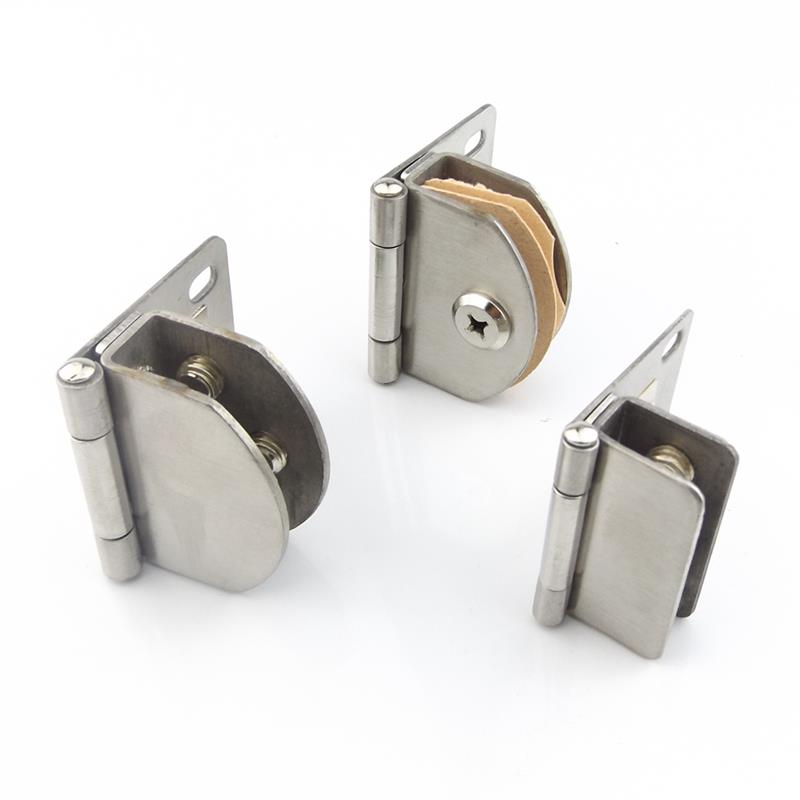 不锈钢免开孔玻璃合页上下转轴柜门夹无框玻璃铰链钢化弹开磁碰夹