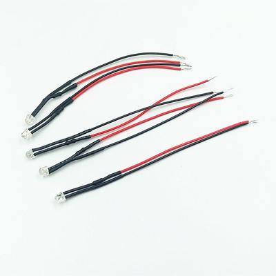 6V12V24V36V48V60V220V带线发光二极管5mm草帽散光焊线LED矮灯珠