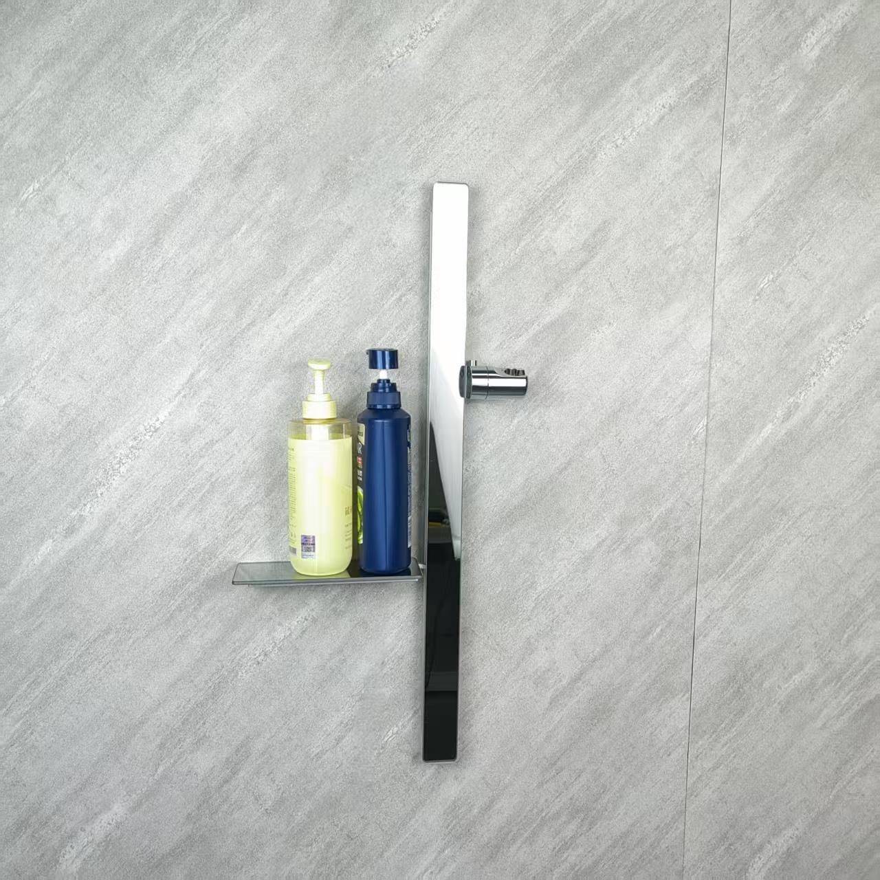 新款手持花洒喷头升降杆支架太空铝玻璃镜面