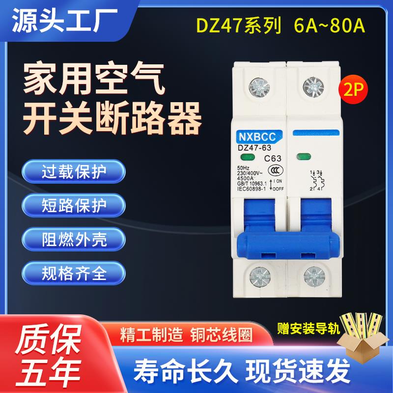 空气开关100A小型断路器DZ47-63A空开家用保护器1P2P3P4P125A正品