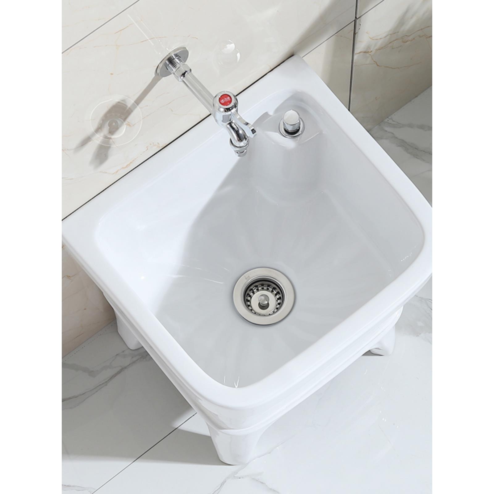 拖把池阳台小号陶瓷洗拖布池特价墩布池家用卫生间方形自动下水器