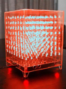 3D8光立方888套件8X8X8Led彩色上位机C51单片机数字DIY生产零件